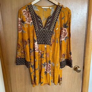 Soft Surroundings Embroidered Floral Tunic Size M